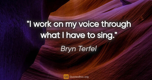Bryn Terfel quote: "I work on my voice through what I have to sing."