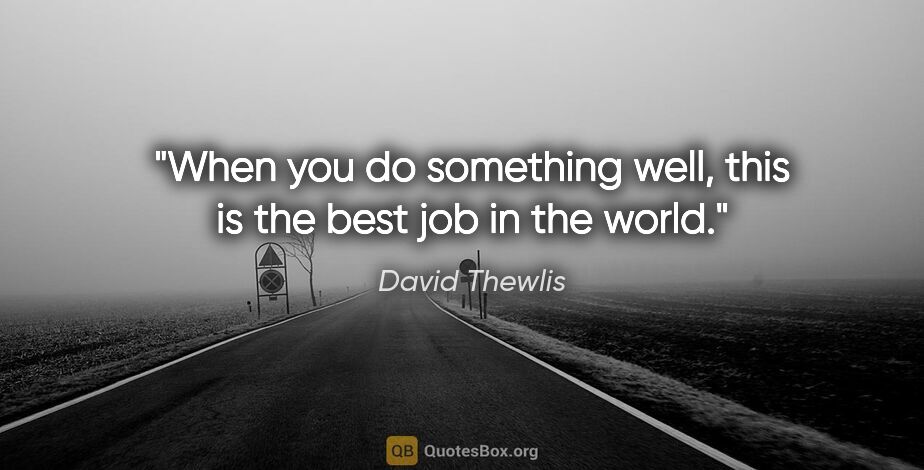 David Thewlis quote: "When you do something well, this is the best job in the world."