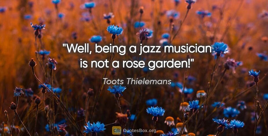 Toots Thielemans quote: "Well, being a jazz musician is not a rose garden!"