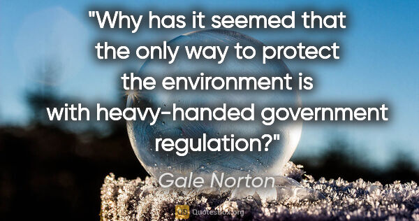 Gale Norton quote: "Why has it seemed that the only way to protect the environment..."