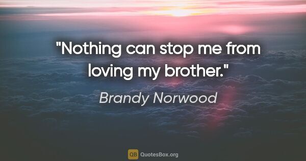 Brandy Norwood quote: "Nothing can stop me from loving my brother."