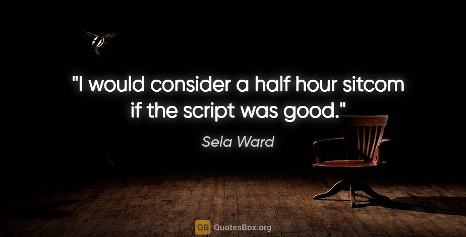 Sela Ward quote: "I would consider a half hour sitcom if the script was good."