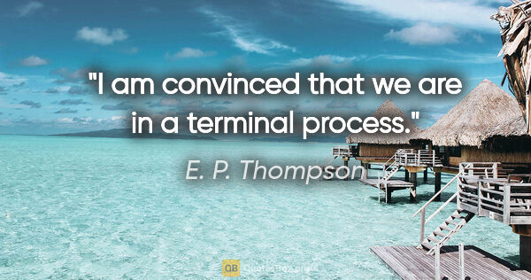 E. P. Thompson quote: "I am convinced that we are in a terminal process."