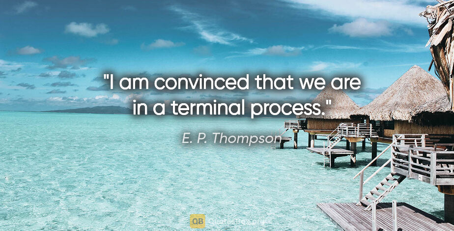 E. P. Thompson quote: "I am convinced that we are in a terminal process."