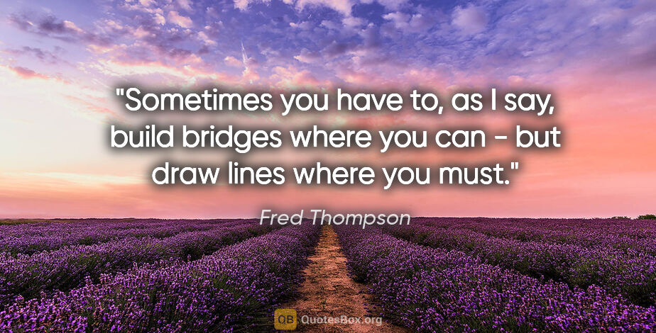 Fred Thompson quote: "Sometimes you have to, as I say, build bridges where you can -..."