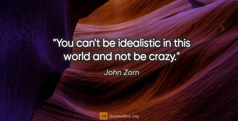 John Zorn quote: "You can't be idealistic in this world and not be crazy."