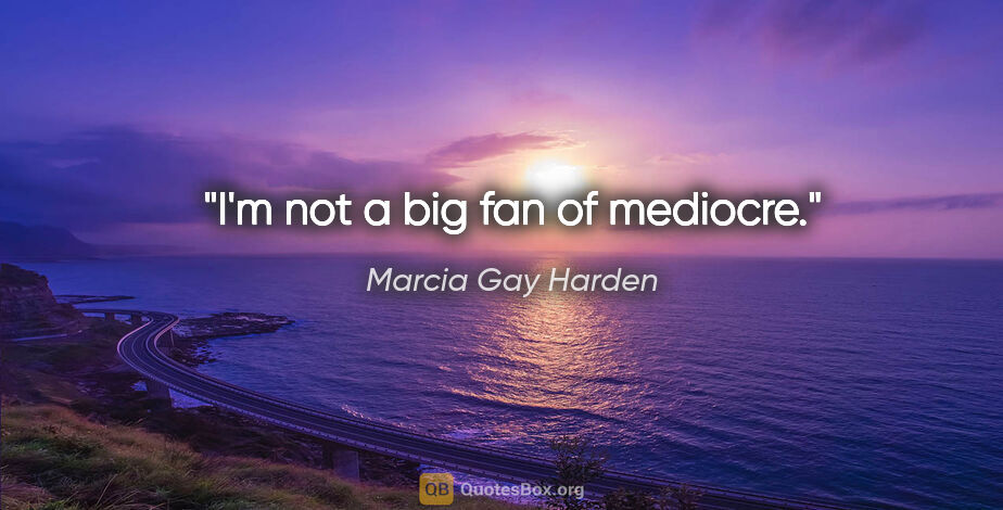 Marcia Gay Harden quote: "I'm not a big fan of mediocre."