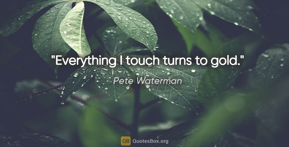 Pete Waterman quote: "Everything I touch turns to gold."
