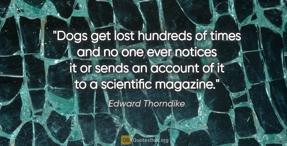 Edward Thorndike quote: "Dogs get lost hundreds of times and no one ever notices it or..."