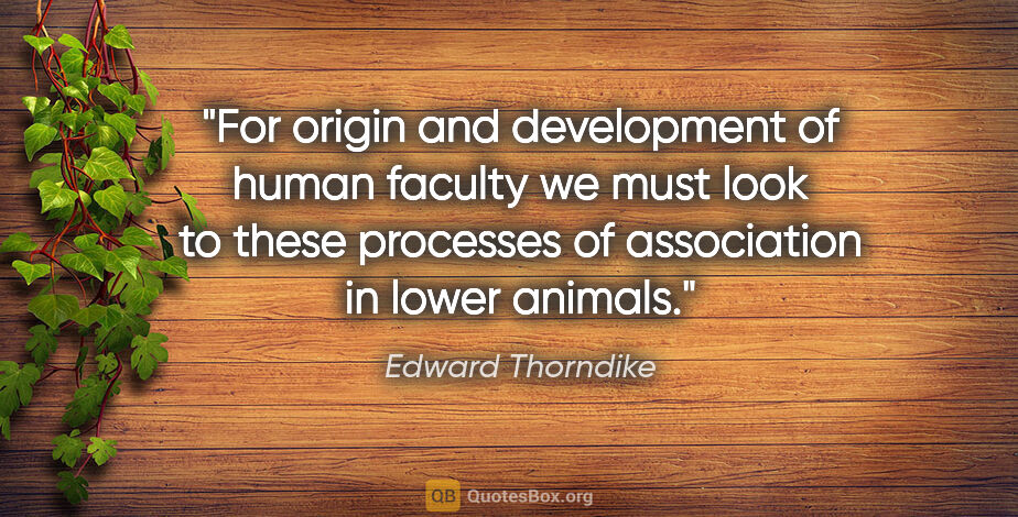 Edward Thorndike quote: "For origin and development of human faculty we must look to..."