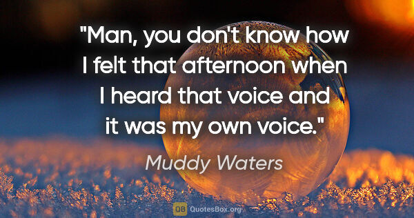 Muddy Waters quote: "Man, you don't know how I felt that afternoon when I heard..."