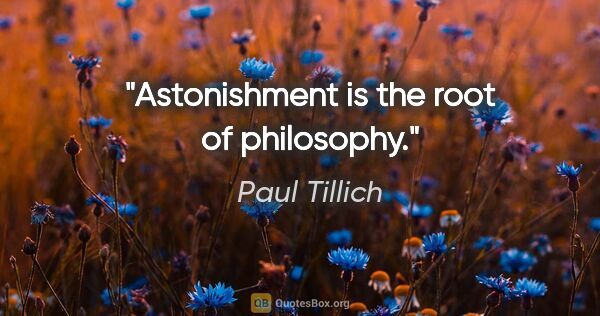 Paul Tillich quote: "Astonishment is the root of philosophy."