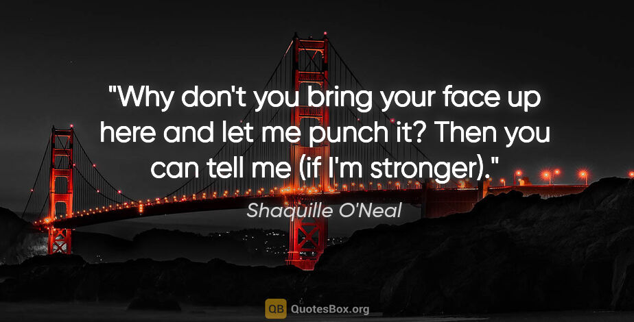 Shaquille O'Neal quote: "Why don't you bring your face up here and let me punch it?..."