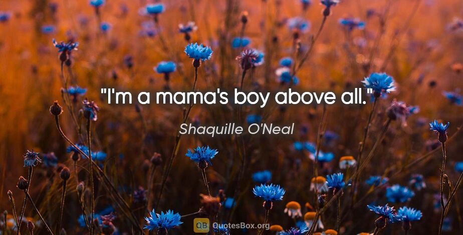 Shaquille O'Neal quote: "I'm a mama's boy above all."
