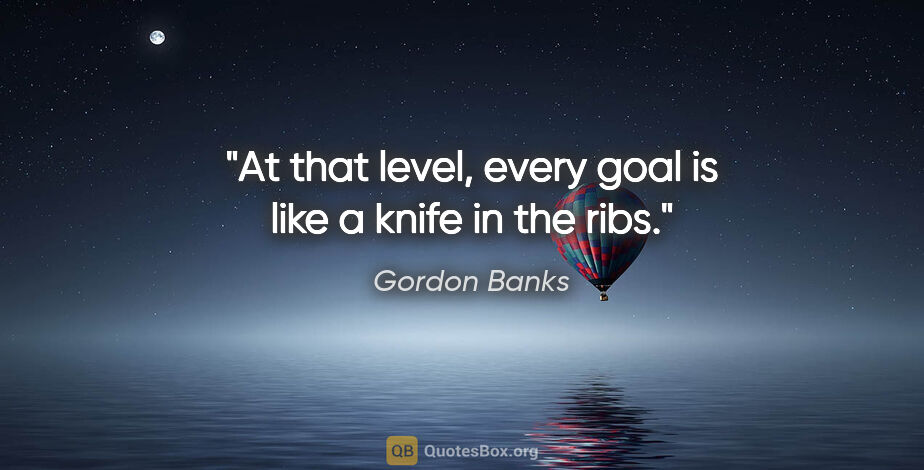 Gordon Banks quote: "At that level, every goal is like a knife in the ribs."