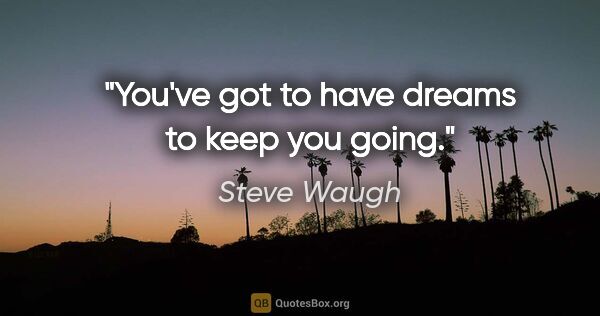 Steve Waugh quote: "You've got to have dreams to keep you going."