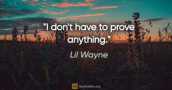 Lil Wayne quote: "I don't have to prove anything."