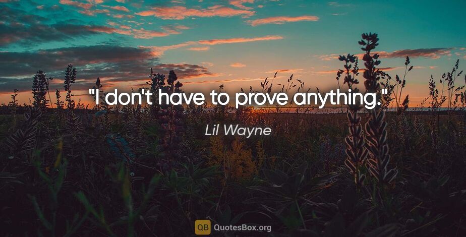 Lil Wayne quote: "I don't have to prove anything."