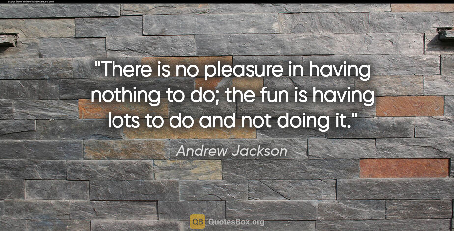 Andrew Jackson quote: "There is no pleasure in having nothing to do; the fun is..."