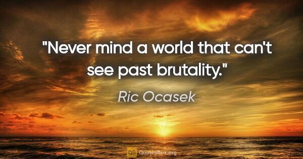 Ric Ocasek quote: "Never mind a world that can't see past brutality."