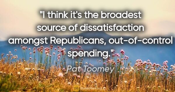 Pat Toomey quote: "I think it's the broadest source of dissatisfaction amongst..."