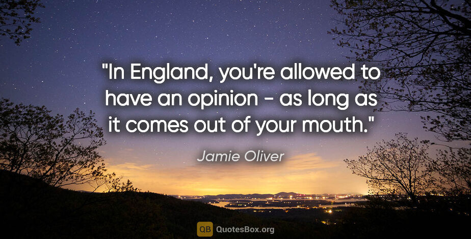 Jamie Oliver quote: "In England, you're allowed to have an opinion - as long as it..."