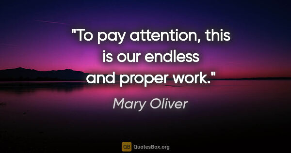 Mary Oliver quote: "To pay attention, this is our endless and proper work."