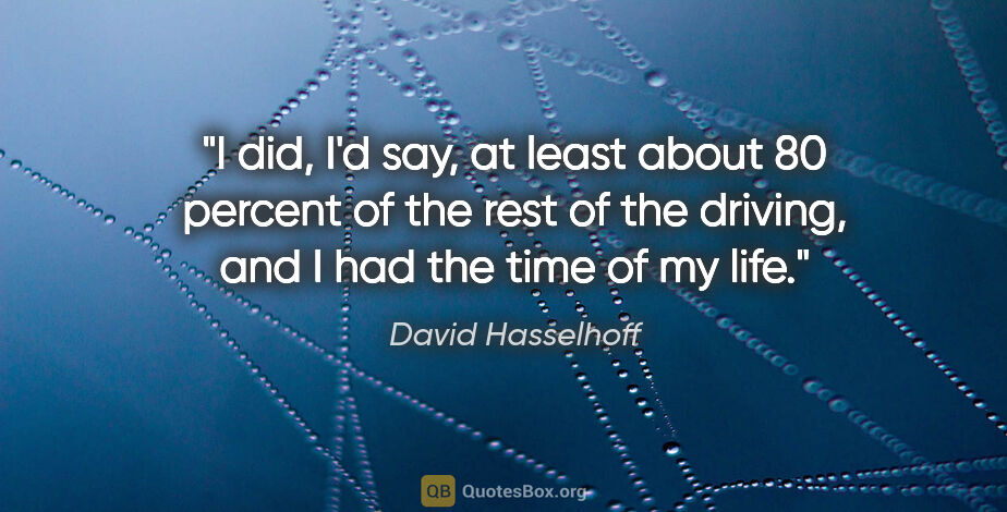 David Hasselhoff quote: "I did, I'd say, at least about 80 percent of the rest of the..."