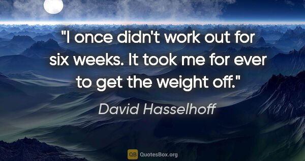 David Hasselhoff quote: "I once didn't work out for six weeks. It took me for ever to..."