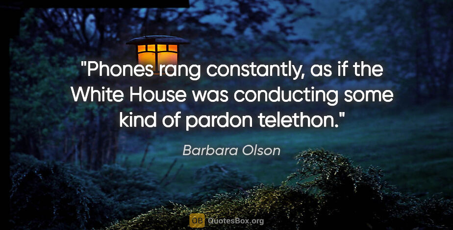 Barbara Olson quote: "Phones rang constantly, as if the White House was conducting..."
