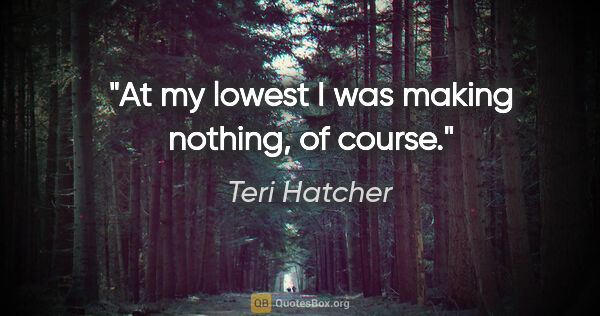 Teri Hatcher quote: "At my lowest I was making nothing, of course."