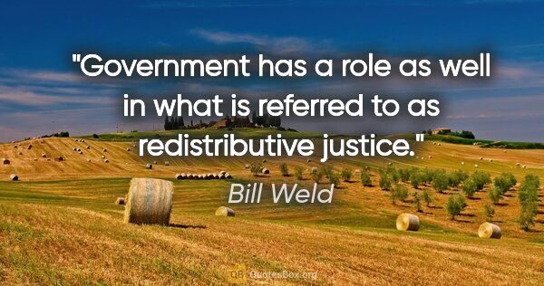 Bill Weld quote: "Government has a role as well in what is referred to as..."