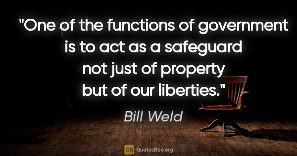 Bill Weld quote: "One of the functions of government is to act as a safeguard..."