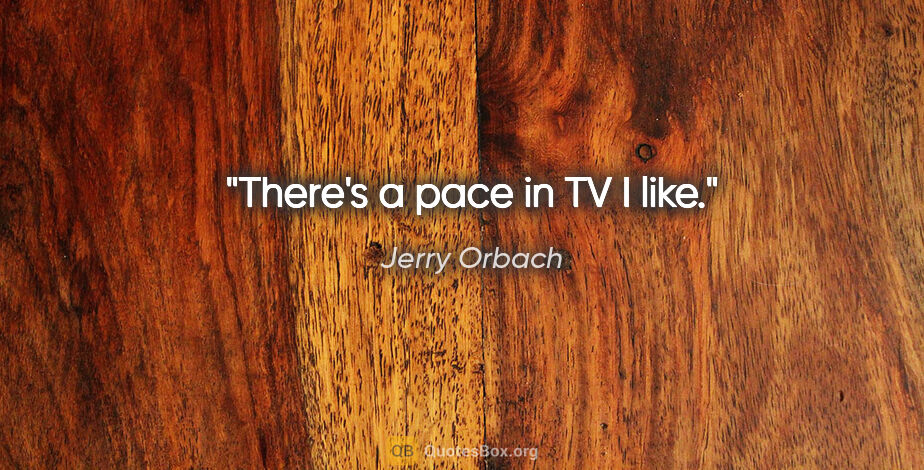 Jerry Orbach quote: "There's a pace in TV I like."