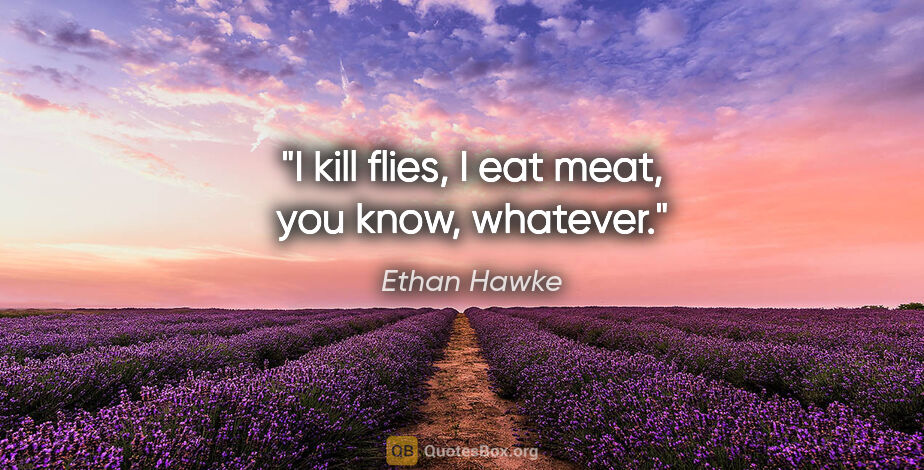 Ethan Hawke quote: "I kill flies, I eat meat, you know, whatever."