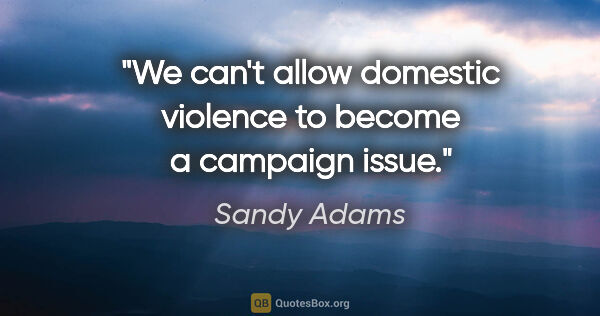Sandy Adams quote: "We can't allow domestic violence to become a campaign issue."