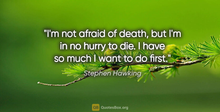 Stephen Hawking quote: "I'm not afraid of death, but I'm in no hurry to die. I have so..."