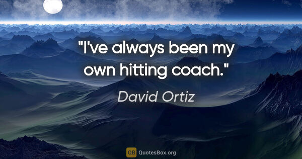 David Ortiz quote: "I've always been my own hitting coach."