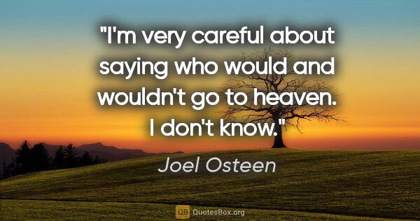 Joel Osteen quote: "I'm very careful about saying who would and wouldn't go to..."