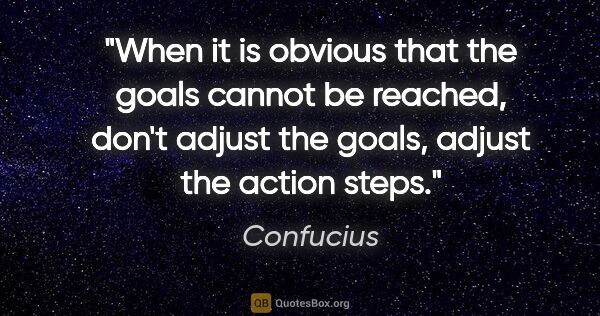 Confucius quote: "When it is obvious that the goals cannot be reached, don't..."