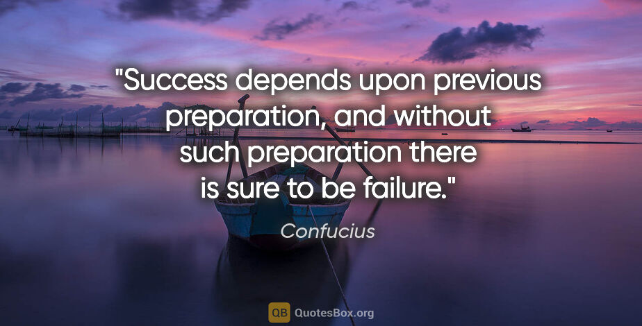 Confucius quote: "Success depends upon previous preparation, and without such..."