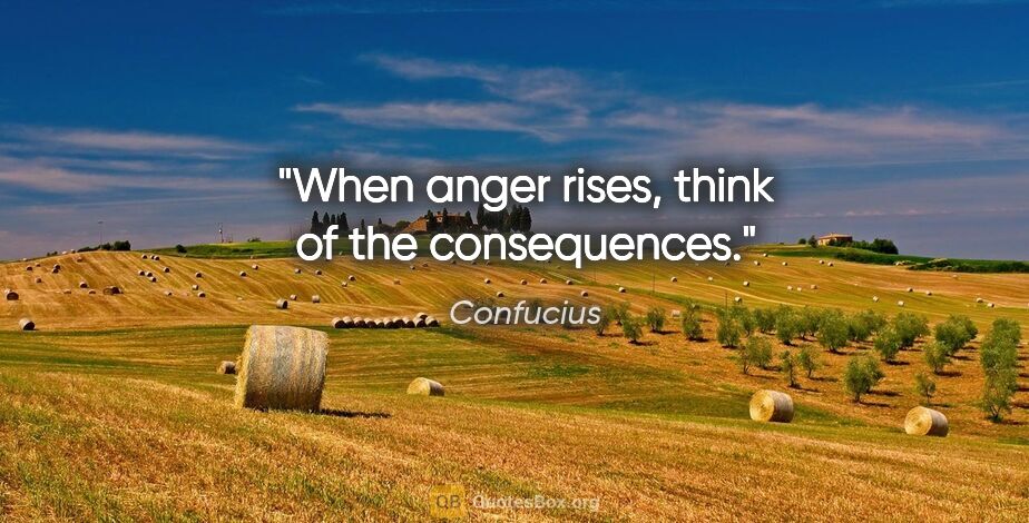 Confucius quote: "When anger rises, think of the consequences."