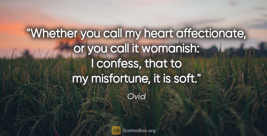 Ovid quote: "Whether you call my heart affectionate, or you call it..."