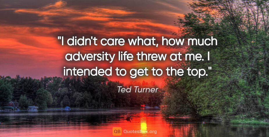 Ted Turner quote: "I didn't care what, how much adversity life threw at me. I..."