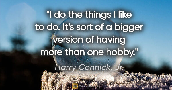 Harry Connick, Jr. quote: "I do the things I like to do. It's sort of a bigger version of..."