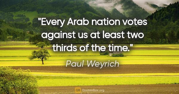 Paul Weyrich quote: "Every Arab nation votes against us at least two thirds of the..."