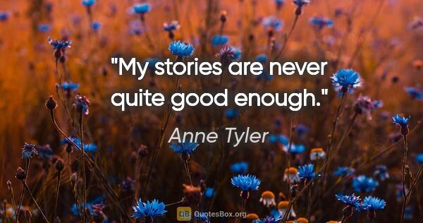 Anne Tyler quote: "My stories are never quite good enough."
