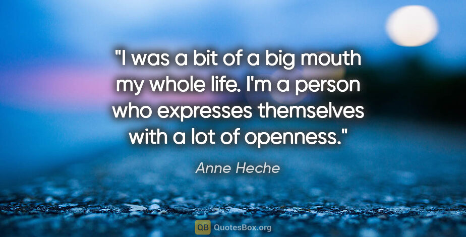 Anne Heche quote: "I was a bit of a big mouth my whole life. I'm a person who..."