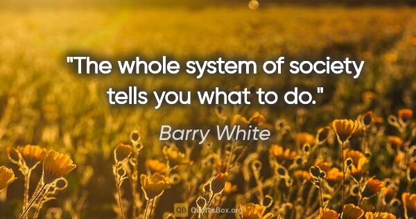 Barry White quote: "The whole system of society tells you what to do."