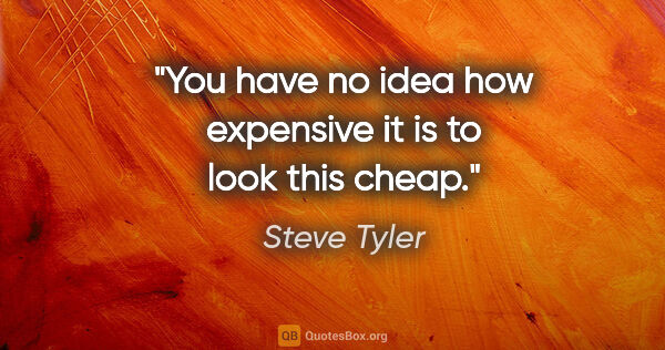 Steve Tyler quote: "You have no idea how expensive it is to look this cheap."